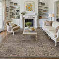HUGEAR Area Rug 6x9 Retro Brown Machine Washable Living Room Rugs Distressed Vintage Floral Vacuumable Low Pile Carpet Bedroom Office Dining Room Laundry Room Non Slip Soft Lightweight