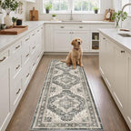 Washable Runner Rug 2x6 Runners for Hallways, Ultra-Thin Carpet Runners for Entryway Anti Slip Backing Runner Rugs for Kitchen Laundry Room Indoor Hallway (Black/Beige)
