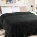Superior Fleece Boho Jacquard Blanket, Decorative Blankets for Bedroom, Sofa, Fuzzy, Plush, Fluffy, Soft, Cute Room Decor, Beautiful Cover, Comfort Essentials, Arctic Collection, King, Black