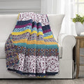 Lush Decor Boho Stripe Reversible Cotton Throw Blanket, 50" W x 60" L, Plum & Yellow - Striped Throw Blankets for Bed - Couch Blanket - Boho Throw Blanket for Couch