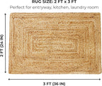 Jute Braided Small Rug, Natural - 2x3 Feet, Accent Reversible Hand Woven Doormat for Entryway, Kitchen, Living Room, Nursery | Rustic Neutral Front Door Floor Mat for Outdoor/Indoor Use - 24x36 Inches