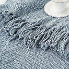 BATTILO HOME Bluish Grey Chenille Throw Blanket for Couch, Knit Throw Blanket,Super Soft Warm Home Decor Throw Blanket with Tassels for Bed,Sofa and Living Room,60" x 80"