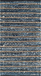 SAFAVIEH Cape Cod Collection Accent Rug - 2'3" x 4', Blue & Natural, Handmade Flat Weave Braided Jute & Cotton, Ideal for High Traffic Areas in Entryway, Living Room, Bedroom (CAP363A)