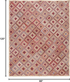 SAFAVIEH Area Rug 8x10 - Cape Cod Collection - Large - Natural & Red, Handmade Flat Weave Braided Jute & Denim, Ideal for Living Room, Bedroom, Office, Dining Space (CAP354B)