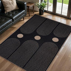 Tangsoo Modern Easy Jute 3x5 Outdoor Rug for Living Room,Washable Indoor Rugs Farmhouse Non-Slip Thin Indoor Door Mat,Black Throw Carpet Front Porch Bedroom Patio Entryway Balcony