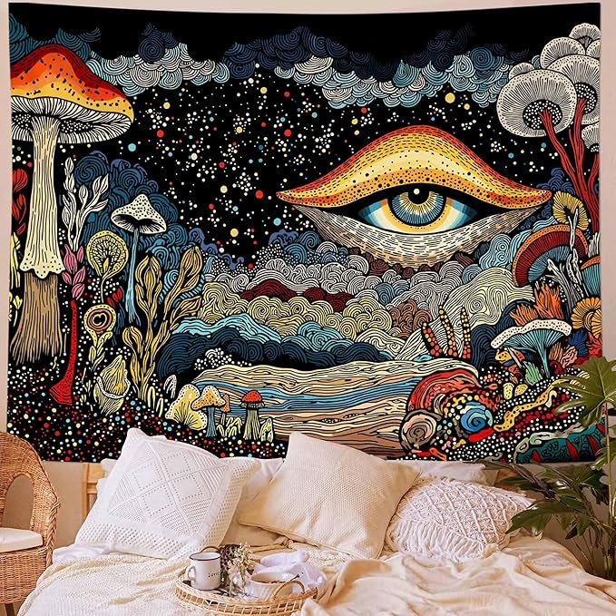 Yeoiat Tapestry Mystical Mushroom Tapestries Fantasy Gaze Tapestries Bohemian Forest Wall Tapestry Bedroom Dormitory Living Room Decoration 60"x44"