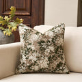 Yangest Neutral Floral Pillow Cover 24 x 24 Inches, Vintage Chenille Square Throw Pillow Cover Soft Decorative Farmhouse Accent Couch Pillow Cover for Living Room Bedroom, Green