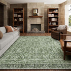 6x9 Washable Rug Vintage Fade Resistant Boho Distressed Non-Slip Indoor Large Carpet Low Pile Lightweight & High-Traffic Safe for Bedroom, Dorm, Playroom - Farmhouse Decor