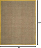 SAFAVIEH Area Rug 8x10 - Natural Fiber Collection - Large - Natural & Gold, Seagrass, Basketweave Pattern (NF114X)