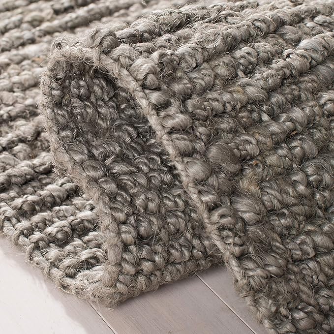 SAFAVIEH Natural Fiber Collection Runner Rug - 2'6" x 22', Light Grey, Handmade Jute, Farmhouse Style, Chunky Textured Thick Pile (NF447G)