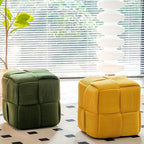 Ottoman Foot Rest Soft and Comfortable Ottoman Square Corduroy Woven Design Sofa Stool (Yellow)