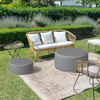LVTXIII Inflatable Stool Ottoman Footrest with Handle, All Weather Footrest Seat, Indoor or Outdoor Pouf for Home Patio Garden and Camping Use, D31 xH14, Large Round, Grey Texture