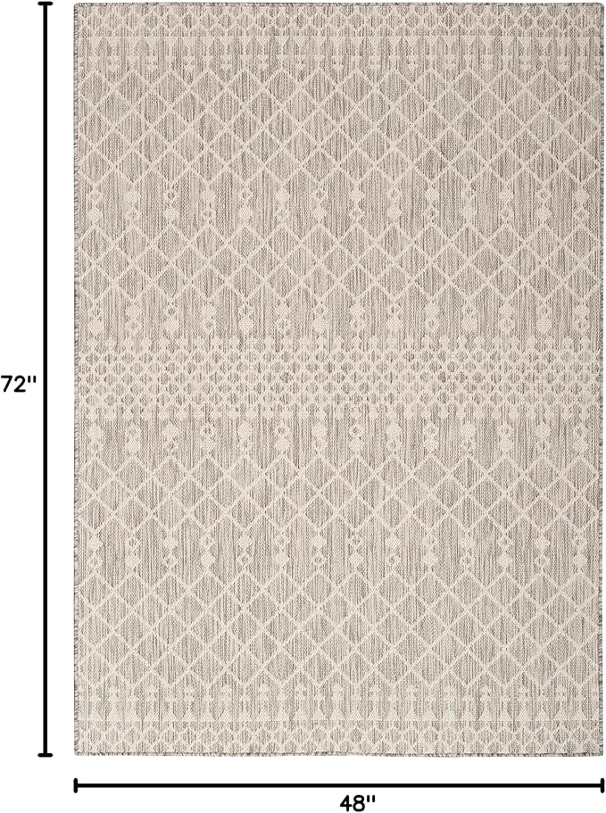Nourison Home Positano Light Grey 4' x 6' Area Rug - Easy Clean, Non Shedding, Bed Room, Living Room, Dining Room, Kitchen (4' x 6')