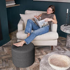 ZICOTO Beautiful Boucle Pouf Ottoman and Foot Rest - Elevate Your Living Room Decor with Lightweight Comfort and Charm - A Round Modern Foam Filled Foot Stool Perfect to Rest Your Feet