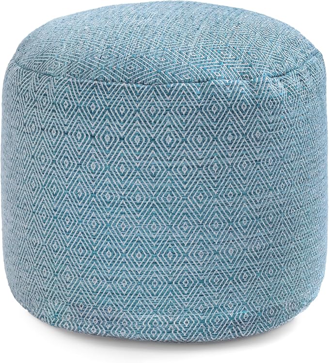 Anji Mountain Pouf Ottoman Foot Rest, Handmade Ottoman Pouf, Comfortable Foot Stool, Decorative Floor Seating for Living Room Decor, Bedroom & Home Décor Accent - Blue
