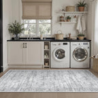 Runner Rug 2x5 Washable Non-Slip Kitchen Runner Rugs for Bathroom Laundry Room Grey Vintage Floor Carpet Runners for Hallway Entryway