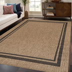Beverly Rug Easy Jute Bordered Rug 9x12 Washable Large Indoor Outdoor Area Rugs for Living Dining Room Patio Office Stain Resistant Non Shedding Casual Indoor Outside Carpet 9 x 12 Natural