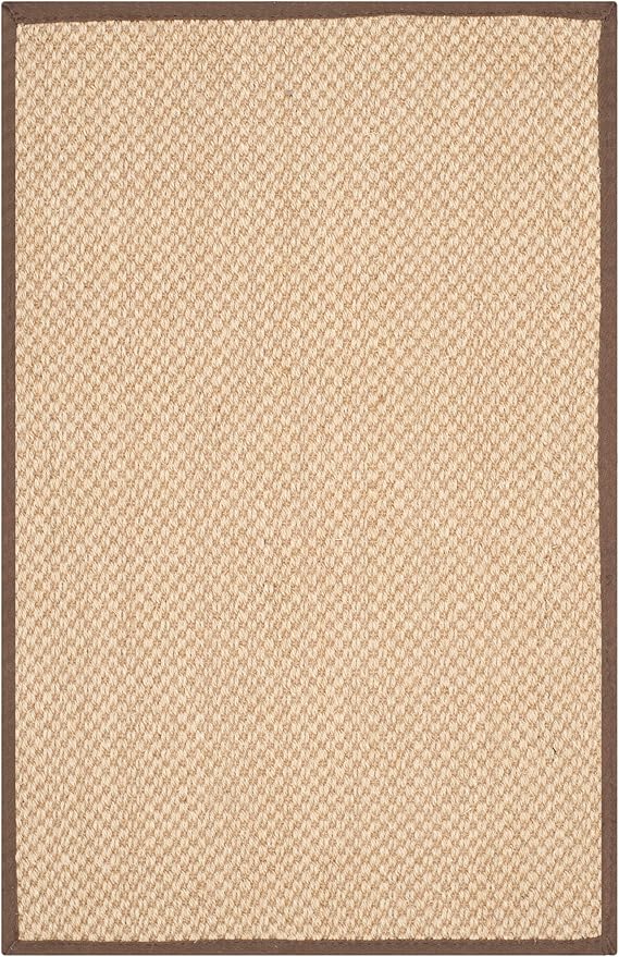 SAFAVIEH Natural Fiber Collection Area Rug - 2'6" x 4', Maize & Brown, Sisal, Woven Design with Border (NF141C)