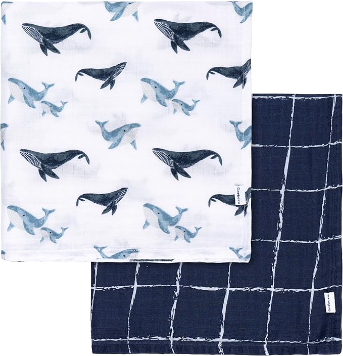 Gerber Baby Unisex 2-Pack Muslin Blanket, Coastal Calm, One Size