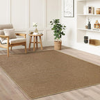 Faux Jute Non-Slip Area Rug, 3x5 Washable Pet-Friendly Floor Mat for Living Room, Bedroom, Entryway, Machine Woven Durable Scratch Resistant Carpet, Brown