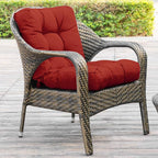 QILLOWAY Outdoor Seat/Back Chair Cushion Tufted Pillow, Spring/Summer Seasonal All Weather Replacement Cushions. (RED)