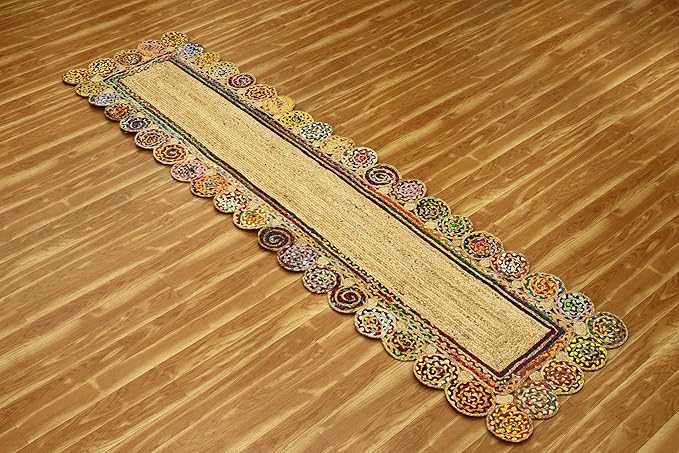 Rectangular Area Rug - 2x3 Feet Multicolor Cape Code Chindi Cotton Jute Rug Geometric Kilim Rug Indoor Outdoor Use Carpet Flatweave Rugs for Bedroom Dining Room Living Room