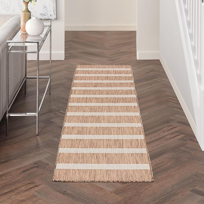 Nourison Home Positano Jute Ivory 2' x 6' Area Rug - Easy Clean, Non Shedding, Bed Room, Living Room, Dining Room, Kitchen (6' Runner)