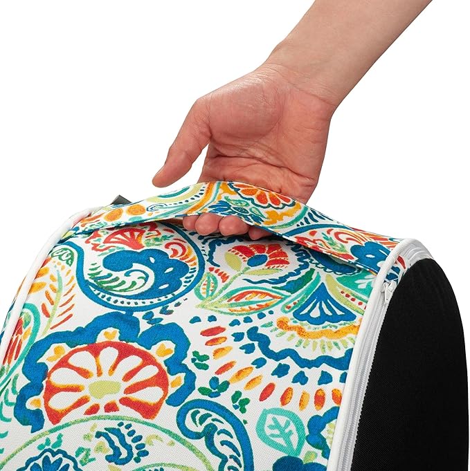 Magpie Fabrics Inflatable Stool Ottoman Pouf D20 xH9, Outdoor Round Footrest Footstool with Foot Pump, Portable for Patio Garden Travel Camping - Paisley Multi