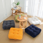 HIGOGOGO 8" Extra Thick Floor Pillow Cushion for Adults, Meditation Cushion Pillow, Large Square Floor Sitting, Tufted Corduroy Cover, for Tatami Living Room or Yoga, 22x22 Inch, Orange