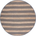 SAFAVIEH Natural Fiber Collection Area Rug - 7' Round, Charcoal & Natural, Flatweave Jute & Cotton, Ideal for The Entryway, Living Room, Foyer, Bedroom (NFB653H)