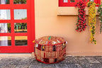 THE ART BOX Cotton Patchwork Vintage Boho Embroidered Bean Bag Seating Pouf Covers Ottoman Kids Stool Decorative Chair Boho Home Décor (14x22 Inches, Cover Only)