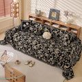ROOMLIFE Black Sofa Cover, Vintage Boho Couch Cover for 3 Cushion Sofa, Non Slip Soft Chenille Sofa Slipcovers for Dog, Washable Furniture Sofa Protector Cover with Tassel for Living Room, 71''X118”