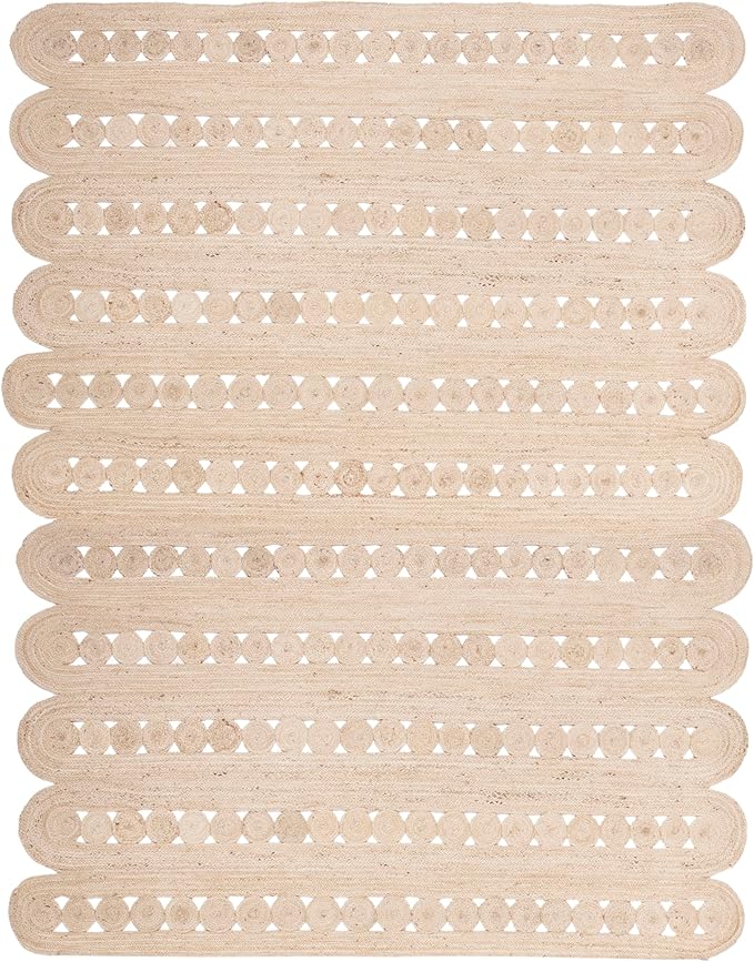SAFAVIEH Area Rug 8x10 - Natural Fiber Collection - Large - Ivory, Handmade Braided Woven Jute, Farmhouse Style, Ideal for Living Room, Bedroom, Dining Space (NF365A)