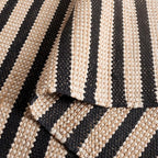 SAFAVIEH Natural Fiber Collection Area Rug - 6' Square, Natural & Black, Rustic Farmhouse Boho Striped Style, Handmade Jute & Cotton, Ideal for The Living Room, Bedroom, Dining Room (NFB325Z-6SQ)