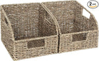StorageWorks Wicker Baskets for Organizing, Pantry Organizers and Storage, Seagrass Storage Basket for Pantry Shelves, Natural, 2 Pack