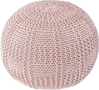 nuLOOM Berlin Casual Knitted Filled Ottoman Pouf, Blush, 14" x 20" x 20"