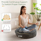 HIGOGOGO 6" Extra Thick Floor Pillow Cushion for Adults, Meditation Cushion Pillow, Large Round Floor Sitting, Tufted Corduroy Cover, for Tatami Living Room or Yoga, 22x22 Inch, 2Pack, Dark Grey