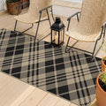 JTJ Geometric Outdoor Runner 2x6 - Easy Jute Woven Throw Rug for Kitchen, Balcony, Mudroom, Hallway Runner Non Slip Washable, Low Pile Vintage Black and White Checkered Aesthetic Decor