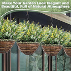 2 Sets Artificial Lavender Flowers with Hanging Basket for Outdoor Indoor Artificial Faux Hanging Flowers Plants Rattan Lining for Porch Garden Yard Spring Summer Decor(White,Yellow)