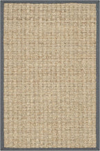SAFAVIEH Area Rug 2x3 - Natural Fiber Collection - Natural & Dark Grey, Seagrass, Basketweave Pattern with Border (NF114Q)