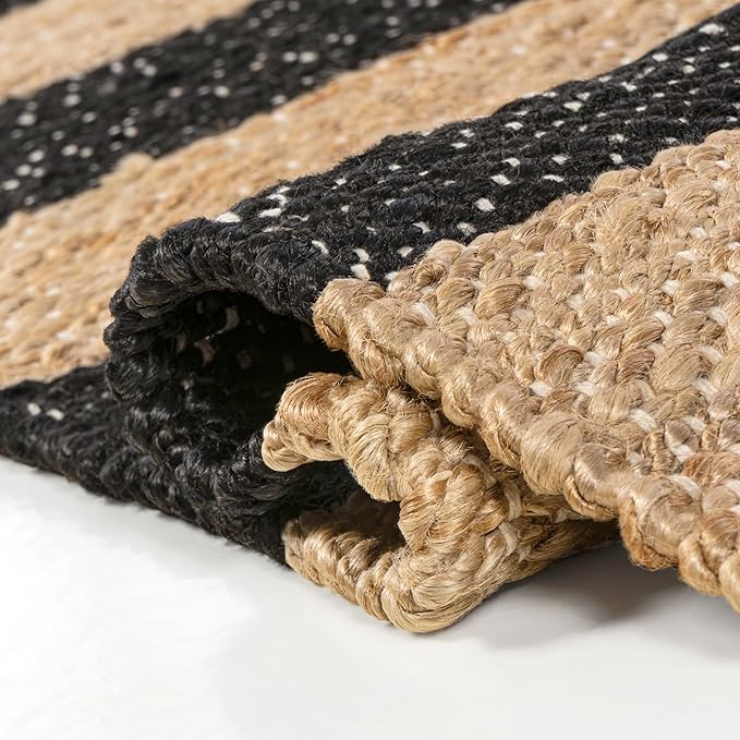 JONATHAN Y Jayden Woven Jute Stripe Natural/Black Indoor Area Rug, 3x5, Rustic, Farmhouse, Traditional, Lodge, Easy-Cleaning for Living Room, Bedroom, Kitchen, Non-Shedding (NRF202B-3)