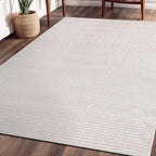 Beverly Rug Easy Jute Off White Rug 6x9 Solid Washable Durable Outdoor Indoor Area Rugs for Living Dining Room Patio Office Stain Resistant Non Shedding Casual Indoor Outside Carpet (6 x 9 Off-White)