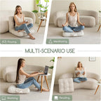 HIGOGOGO Floor Pillow Cushion for Adults, Meditation Cushion Pillow, Large Square Floor Sitting, Tufted Corduroy Cover, for Tatami Living Room or Yoga, 22x22 Inch, Beige
