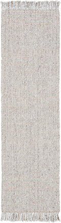 SAFAVIEH Natural Fiber Collection Runner Rug - 2'3" x 8', Silver & Natural, Handmade Woven Fringe Jute, Ideal for High Traffic Areas in Living Room, Bedroom (NF826G)