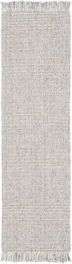 SAFAVIEH Natural Fiber Collection Runner Rug - 2'3" x 8', Silver & Natural, Handmade Woven Fringe Jute, Ideal for High Traffic Areas in Living Room, Bedroom (NF826G)