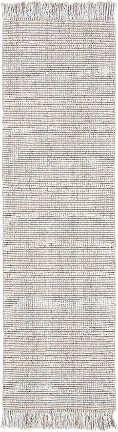 SAFAVIEH Natural Fiber Collection Runner Rug - 2'3" x 20' Runner, Silver & Natural, Handmade Woven Fringe Jute, Ideal for The Living Room, Bedroom, Dining Room (NF826G-220)