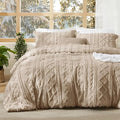 Bedsure Tufted Boho Comforter Set California King Size - Khaki Boho Bed Set, GentleSoft™ 3 Pieces Farmhouse Shabby Chic Embroidery Bedding, Gifts for Woman, Soft Jacquard Comforter for All Seasons