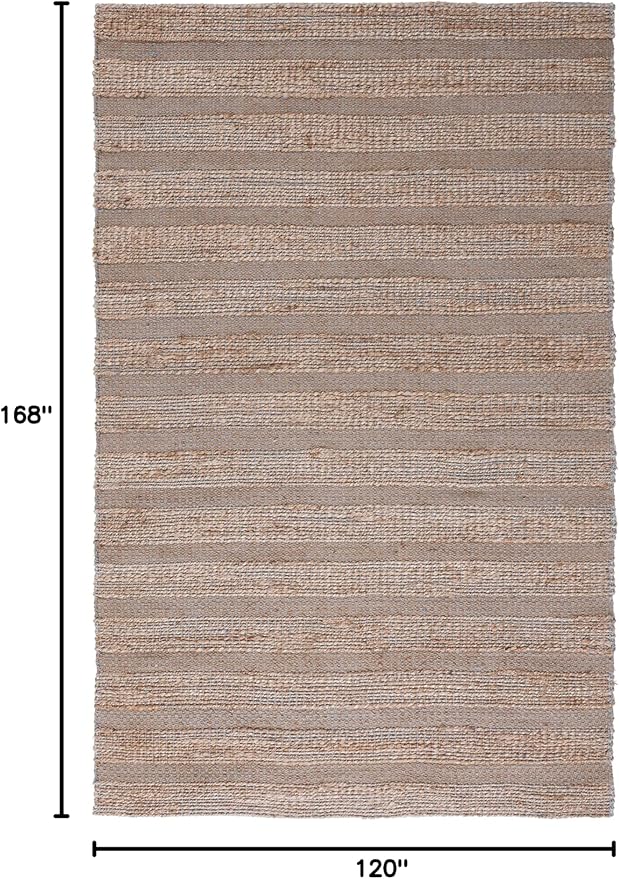 SAFAVIEH Natural Fiber Collection Area Rug - 10' x 14', Light Blue & Natural, Handmade Boho Farmhouse Rustic Jute & Cotton Jute, Ideal for High Traffic Areas in Living Room, Bedroom (NFB654M)