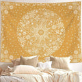Neasow Bohemian Tapestry Wall Hanging, Orange Floral Tapestry with Dotted Daisy Medallion Print Bedroom Boho Hippie Home Decor, 36x48 inches