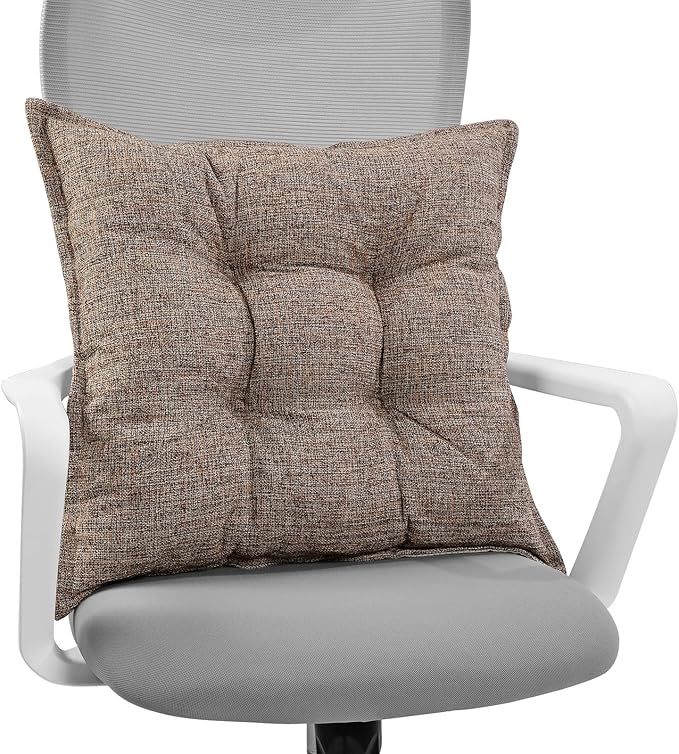 SINSOSSO Large Floor Pillow 22", Thickened Bite-Size Memory Foam Square Non-Slip Cushion for Office Back Support/Indoor Yoga/Chair Seat, Fashionable Color-blocked Fabric & Washable, Light Brown, 1 PCS